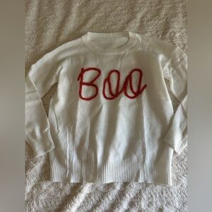 Women's Halloween Sweater Crew Neck BOO 
 Print Casual Long Sleeve Pullover